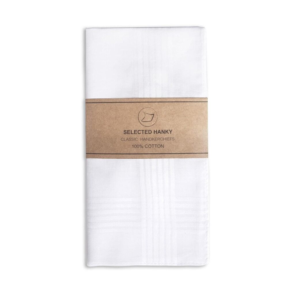 Men's Handkerchiefs,100% Soft Cotton,White Classic Hankie Pack of